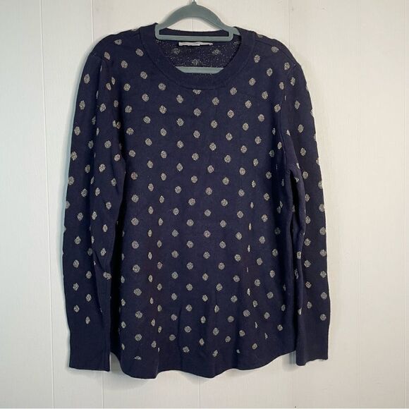 LOFT Blue Metallic Dot Sweater - Picture 1 of 4